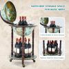 imageGoplus 14 Globe Wine Bar Stand 16th Century Italian Replica Wine Cabinet with Wheels Rustic Wood Liquor Bottle Shelf Movable Globe Wine Rack Bar Cart for Dining Room ampamp Living Room Cielo Blue