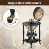 imageGoplus 16 Globe Wine Bar Stand 16th Century Italian Replica Wine Cabinet with Wheels Rustic Wood Liquor Bottle Shelf Movable Globe Wine Rack Bar Cart for Dining Room ampamp Living Room Creamy White