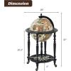 imageGoplus 16 Globe Wine Bar Stand 16th Century Italian Replica Wine Cabinet with Wheels Rustic Wood Liquor Bottle Shelf Movable Globe Wine Rack Bar Cart for Dining Room ampamp Living Room Creamy White