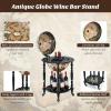 imageGoplus 16 Globe Wine Bar Stand 16th Century Italian Replica Wine Cabinet with Wheels Rustic Wood Liquor Bottle Shelf Movable Globe Wine Rack Bar Cart for Dining Room ampamp Living Room Creamy White