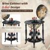 imageGoplus 16 Globe Wine Bar Stand 16th Century Italian Replica Wine Cabinet with Wheels Rustic Wood Liquor Bottle Shelf Movable Globe Wine Rack Bar Cart for Dining Room ampamp Living Room Creamy White