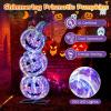 imageGoplus 34 Ft Halloween Decorations Light up Stacked Pumpkins with 150 LED Lights Standing Prismatic Iridescent Decoration Cute Indoor Outdoor Halloween Lighting Decor for Porch Patio Yard Party