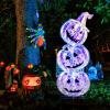 imageGoplus 34 Ft Halloween Decorations Light up Stacked Pumpkins with 150 LED Lights Standing Prismatic Iridescent Decoration Cute Indoor Outdoor Halloween Lighting Decor for Porch Patio Yard Party