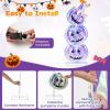 imageGoplus 34 Ft Halloween Decorations Light up Stacked Pumpkins with 150 LED Lights Standing Prismatic Iridescent Decoration Cute Indoor Outdoor Halloween Lighting Decor for Porch Patio Yard Party