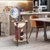 imageGoplus Globe Bar 175 Globe Bar Liquor Cabinet with Wheels Bottom Shelf Old World Map 16th Century Italian Replica Bar Globe Retro Wine Stand Globe Bar Cart for Dining Room Living Room HomeCreamy White