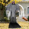 imageGoplus Hanging Halloween Decoration 121 Ft Skeleton Ghost with Flickering Red Eyes Scary Sounds Adjustable Arms IndoorOutdoor Grim Reaper Prop Halloween Flying Ghost for Party Yard Lawn121 Ft Hanging Skeleton Ghost