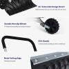 imageGoplus Rolling Snow Pusher Shovel Handle Adjustable Snow Removal Tool Manual Push Plow with 6Inch Wheels for Driveway Pavement Stoop Black