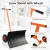 imageGoplus Snow Shovel for Driveway with Wheels 29x 195Extra High Angled Steel Blade HeavyDuty ampamp Height Adjustable Snow Plow Efficient ampamp BackSaver Snow Removal Tool for Doorway Sidewalks