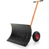 imageGoplus Snow Shovel for Driveway with Wheels 29x 195Extra High Angled Steel Blade HeavyDuty ampamp Height Adjustable Snow Plow Efficient ampamp BackSaver Snow Removal Tool for Doorway Sidewalks