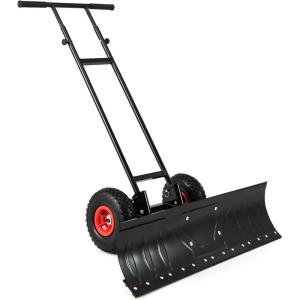 imageGoplus 36 Wide Snow Shovel for Driveway HeavyDuty Metal Snow Plow w 7Position Angled Blade Ergonomic Handle ampamp Rubber Wheels for Efficient Snow Removal Back Saver Snow Plow for Doorway Sidewalk