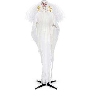 imageGoplus 83 FT Halloween Standing Angel Poseable Halloween Animatronic Prop with Light up Eyes Sounds ampamp Movements LifeSize Animated Winged Reaper for Haunted House Garden Yard Sound Activated