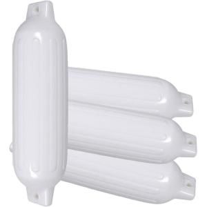 imageGoplus Boat Fenders 4 Pack 3mm Thick UVResistant Pontoon Boat Bumper TwinEye Ribbed Inflatable Boat Fenders for Docking Protection 85quot X 27quot 65quot X 23quotWhite