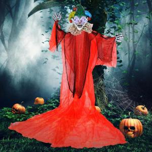 imageGoplus Hanging Halloween Decoration 121 Ft Skeleton Ghost with Flickering Red Eyes Scary Sounds Adjustable Arms IndoorOutdoor Grim Reaper Prop Halloween Flying Ghost for Party Yard Lawn131 Ft Hanging Clown
