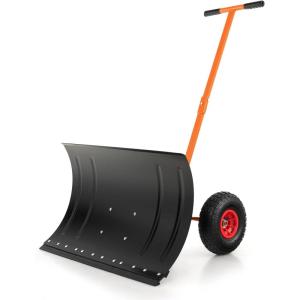 imageGoplus Snow Shovel for Driveway with Wheels 29x 195Extra High Angled Steel Blade HeavyDuty ampamp Height Adjustable Snow Plow Efficient ampamp BackSaver Snow Removal Tool for Doorway Sidewalks