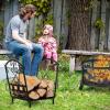 imageGoplus 14 Small Firewood Rack Indoor Outdoor Decorative Firewood Storage Carrier Log Rack with Handles Elegant Patterns ampamp Raised Legs Heavy Duty Firewood Holder for Fireplace Fire Pit