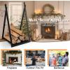 imageGoplus 16 Triangle Firewood Rack Outdoor Small Decorative Firewood Holder with Raised Base Firewood Storage Carrier Log Rack for Indoor Fireplace Fire Pit Wood Stove