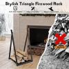 imageGoplus 16 Triangle Firewood Rack Outdoor Small Decorative Firewood Holder with Raised Base Firewood Storage Carrier Log Rack for Indoor Fireplace Fire Pit Wood Stove