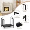 imageGoplus 165 Firewood Rack Indoor Outdoor Small Firewood Holder with Handle Raised Legs Heavy Duty Steel Log Rack Wood Storage Carrier for Fireplace Fire Pit