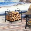 imageGoplus 165 Firewood Rack Indoor Outdoor Small Firewood Holder with Handle Raised Legs Heavy Duty Steel Log Rack Wood Storage Carrier for Fireplace Fire Pit