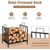 imageGoplus 165 Firewood Rack Indoor Outdoor Small Firewood Holder with Handle Raised Legs Heavy Duty Steel Log Rack Wood Storage Carrier for Fireplace Fire Pit