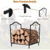 imageGoplus 17 Small Firewood Rack Indoor Outdoor Decorative Firewood Storage Carrier Log Rack with Elegant Patterns ampamp Raised Legs Heavy Duty Firewood Holder for Fireplace Fire Pit