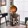 imageGoplus 18 Globe Wine Bar Stand 16th Century Italian Replica Wine Cabinet with Wheels Rustic Wood Liquor Bottle Shelf Movable Globe Wine Rack Bar Cart for Dining Room ampamp Living Room Retro Brown