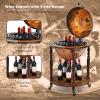 imageGoplus 18 Globe Wine Bar Stand 16th Century Italian Replica Wine Cabinet with Wheels Rustic Wood Liquor Bottle Shelf Movable Globe Wine Rack Bar Cart for Dining Room ampamp Living Room Retro Brown