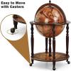 imageGoplus 18 Globe Wine Bar Stand 16th Century Italian Replica Wine Cabinet with Wheels Rustic Wood Liquor Bottle Shelf Movable Globe Wine Rack Bar Cart for Dining Room ampamp Living Room Retro Brown