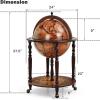 imageGoplus 18 Globe Wine Bar Stand 16th Century Italian Replica Wine Cabinet with Wheels Rustic Wood Liquor Bottle Shelf Movable Globe Wine Rack Bar Cart for Dining Room ampamp Living Room Retro Brown