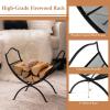 imageGoplus 19 Folding Firewood Rack Outdoor Portable Fireplace Log Rack wConvenient Handle HeavyDuty Steel Frame Indoor Compact Firewood Storage Holder Perfect for Fireplace Firepit Black