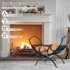 imageGoplus 19 Folding Firewood Rack Outdoor Portable Fireplace Log Rack wConvenient Handle HeavyDuty Steel Frame Indoor Compact Firewood Storage Holder Perfect for Fireplace Firepit Black