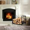 imageGoplus 19 Small Firewood Rack Indoor and Outdoor Decorative Firewood Storage Carrier Log Rack with Elegant Leaf Patterns ampamp Raised Legs Heavy Duty Firewood Holder for Fireplace Fire Pit