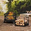 imageGoplus 19 Small Firewood Rack Indoor and Outdoor Decorative Firewood Storage Carrier Log Rack with Elegant Leaf Patterns ampamp Raised Legs Heavy Duty Firewood Holder for Fireplace Fire Pit