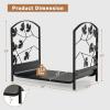 imageGoplus 19 Small Firewood Rack Indoor and Outdoor Decorative Firewood Storage Carrier Log Rack with Elegant Leaf Patterns ampamp Raised Legs Heavy Duty Firewood Holder for Fireplace Fire Pit