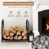 imageGoplus 19 Small Firewood Rack Indoor and Outdoor Decorative Firewood Storage Carrier Log Rack with Elegant Leaf Patterns ampamp Raised Legs Heavy Duty Firewood Holder for Fireplace Fire Pit