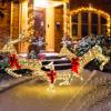 imageGoplus Christmas Lighted Reindeer Set of 3 Reindeer Decorations with LED Lights and Red Bows Xmas Deer Family Set with Stakes IndoorOutdoor Standing 3D Christmas Ornaments for Home Yard GardenGold w230 LED Lights