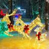 imageGoplus Christmas Lighted Reindeer Set of 3 Reindeer Decorations with LED Lights and Red Bows Xmas Deer Family Set with Stakes IndoorOutdoor Standing 3D Christmas Ornaments for Home Yard GardenGold w230 LED Lights