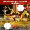 imageGoplus Christmas Lighted Reindeer Set of 3 Reindeer Decorations with LED Lights and Red Bows Xmas Deer Family Set with Stakes IndoorOutdoor Standing 3D Christmas Ornaments for Home Yard GardenGold w230 LED Lights
