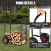 imageGoplus Firewood Carrier with Wheels Outdoor Rolling Fire Wood Log Cart with Pneumatic Rubber Tiers Heavy Duty Steel Wood Storage Hauler Firewood Rack for Fireplace Fire Pit 220 LBS Capacity