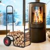 imageGoplus Firewood Carrier with Wheels Outdoor Rolling Fire Wood Log Cart with Pneumatic Rubber Tiers Heavy Duty Steel Wood Storage Hauler Firewood Rack for Fireplace Fire Pit 220 LBS Capacity