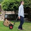 imageGoplus Firewood Carrier with Wheels Outdoor Rolling Fire Wood Log Cart with Pneumatic Rubber Tiers Heavy Duty Steel Wood Storage Hauler Firewood Rack for Fireplace Fire Pit 220 LBS Capacity