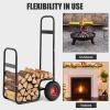 imageGoplus Firewood Carrier with Wheels Outdoor Rolling Fire Wood Log Cart with Pneumatic Rubber Tiers Heavy Duty Steel Wood Storage Hauler Firewood Rack for Fireplace Fire Pit 220 LBS Capacity