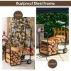 imageGoplus Firewood Log Cart Carrier AntiSlip and WearResistant Wheels Steel Frame Large Loading Space Sturdy Construction Wide Application Simple Installation