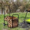 imageGoplus Firewood Log Cart Carrier AntiSlip and WearResistant Wheels Steel Frame Large Loading Space Sturdy Construction Wide Application Simple Installation