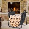 imageGoplus Firewood Log Holder with Canvas Tote Carrier HeavyDuty Firewood Storage Holders Log Bin Indoor Outdoor Fire Logs Stacker Basket with Kindling Wood Stove Accessories Handle