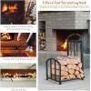 imageGoplus Firewood Log Rack with 4 Fireplace Tools Heavy Duty Steel Construction SpaceSaving ampamp Large Capacity Black Color Easy Assembly ampamp Portable Design
