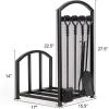 imageGoplus Firewood Log Rack with 4 Fireplace Tools Heavy Duty Steel Construction SpaceSaving ampamp Large Capacity Black Color Easy Assembly ampamp Portable Design
