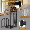 imageGoplus Firewood Log Rack with 4 Fireplace Tools Heavy Duty Steel Construction SpaceSaving ampamp Large Capacity Black Color Easy Assembly ampamp Portable Design