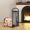 imageGoplus Firewood Log Rack with 4 Fireplace Tools Heavy Duty Steel Construction SpaceSaving ampamp Large Capacity Black Color Easy Assembly ampamp Portable Design