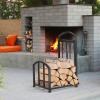 imageGoplus Firewood Log Rack with 4 Fireplace Tools Heavy Duty Steel Construction SpaceSaving ampamp Large Capacity Black Color Easy Assembly ampamp Portable Design
